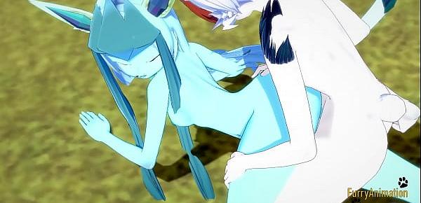 trendsPokemon Hentai Furry Yiff 3D - Glaceon handjob and fucked by Cinderace with creampie